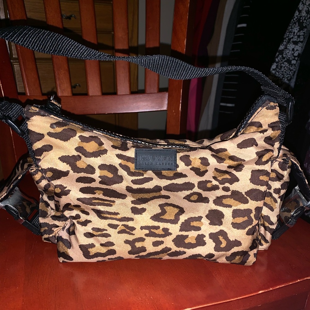 Ralph Lauren leopard shoulder bag w/wristlets